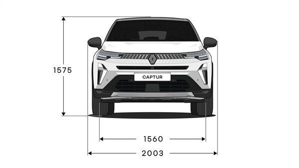 Dimensions face arrière - Renault Captur full hybrid E-Tech