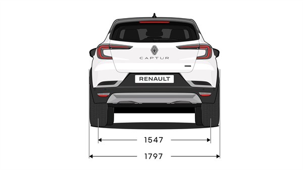 Dimensions face arrière - Renault Captur full hybrid E-Tech